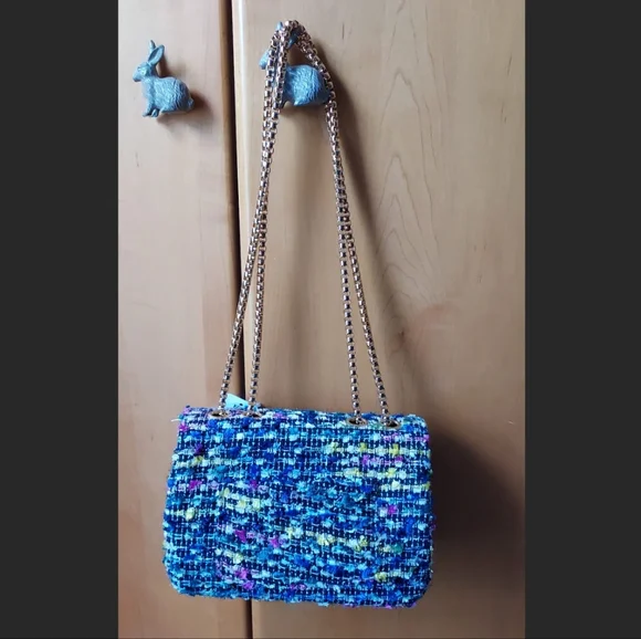 Fox's Boutique Colorful Tweed Purse with Applique - Picture 2 of 3